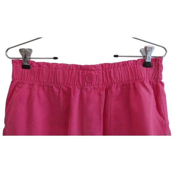 NWT LOFT High Waist Shorts  Linen Blend Pink Pull On Elastic Sz Small - Picture 2 of 5
